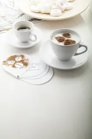 Mocca sada šálků na espresso: bílá