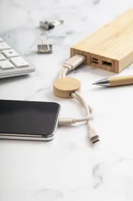 Mugory přívěšek na klíče s USB nabíjecími kabely: přírodní